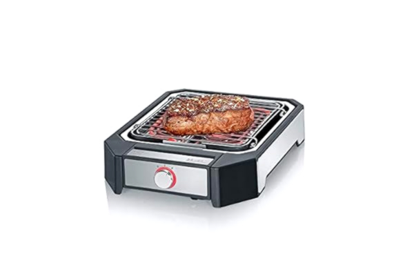 Severin SEVERIN PG 8545 Steakboard (2300 W, maks. 500 °C, 2 poziomy mocy, powierzchnia grillowania 23 x 25,5 cm), kolor czarny