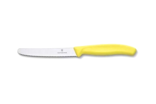 Victorinox  6.7836.L118 Couteau à tomates et de Table Tranchant denté, Acier Inoxydable, Jaune, 30 x 5 x 5 cm
