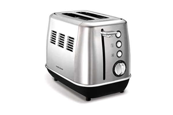 Morphy Richards  224406 Evoke 2 Slice Toaster, 7 Variable Browning Settings, Removable Crumb Tray, Reheat/Frozen/Cancel Function, Wide Slots for Bagels & Crumpets, Neat Cord Storage, Stainless Steel