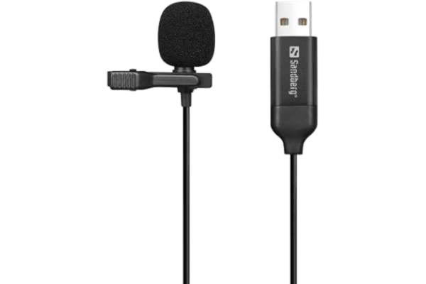 Sandberg  Streamer USB-klämma mikrofon | rundstrålande Lapel Lavalier Clip-On mikrofon för dator bärbar dator | USB-A | Plug & Play | För strömning onlinemöten spelvideoinspelning strömning