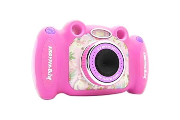 Easypix Kiddypix 'Blizz' kindercamera met webcam-functie, rubberen buitenkant, geïntegreerde games, roze
