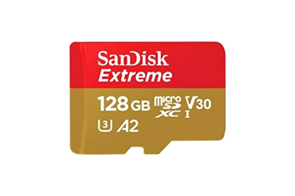 SanDisk  128GB Extreme microSDXC kort +SD-adapter, för din Android-smarttelefon, actionkameror eller drönare, upp till 190 MB/s, RescuePro Deluxe, SanDisk QuickFlow teknik, A2, UHS-I, Class 10, U3, V30