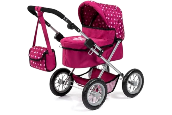 Bayer Design  13067AA Dockvagn Trendy med väska, höjdjusterbart handtag, hopfällbar, integrerad korg, stora hjul, för pojkar och flickor från 3 år