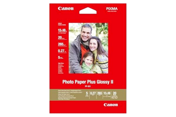 Canon  PP-201 Plus II fotopapper, glansigt, 265 g/m2, 13 x 18 cm (5 x 7in), 20 ark - 2311B018