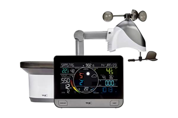 Tfa Dostmann TFA Dostmann Väderstation WLAN View PRO 6-i-1, 35.8003.01, med utomhussensor vind/temperatur/luftfuktighet, med regnmätare, lufttryck, inklusive app och professionell väderprognos, digital, svart