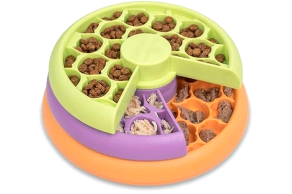 Dogman Nina Ottosson – Lickin' layers allt-i-ett-kattpusselmatare – långsam matare kattskål och godisdispenser för katter och kattungar – uppmuntrar mental stimulering, portionskontroll och daglig berikning