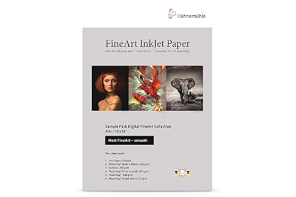 Hahnemühle  Provpaket – matt fin konst – slät, 12 ark