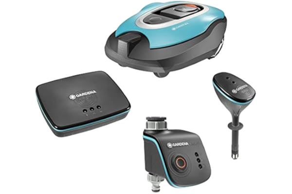 Gardena  Zestaw smart System: robot do koszenia trawy smart Sileno do 1000 m² powierzchni trawnika, inteligentny czujnik do pomiaru m.in. wilgotności gleby, Smart Gateway (19100-60)