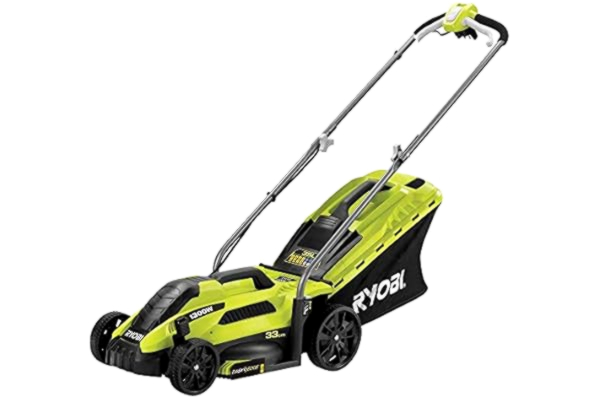 Ryobi  Elektrisk gräsklippare RLM13E33S, gräsklippare med 1 300 W, 33 cm skärbredd, central skärhöjdjustering i 5 steg, EasyEdge gräskam, 35 l textilgräsuppsamlingsväska med hård topp, artikelnr. 5133002343