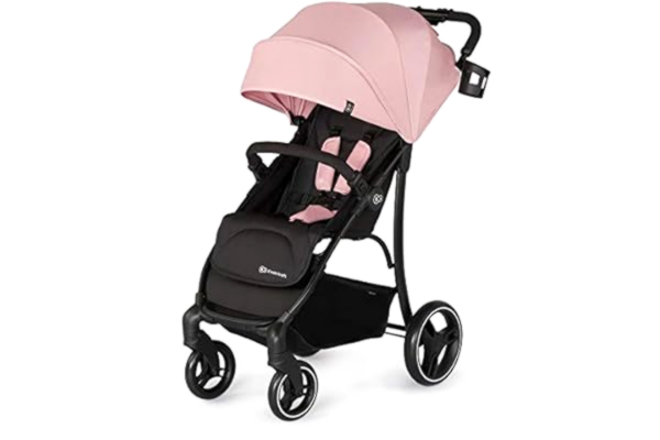 KinderKraft Kinderkraft Trig Pushchair, Pushchair, Pushchair, Pushchair, Folding Width and Deep Seat, with Reclining Position, 4 Wheel Cushioning, Large Roof, Accessories, Pink