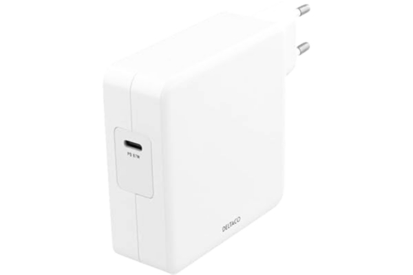 Deltaco  USBC-AC117 87 W-strömförsörjning, USB-C PD, vit