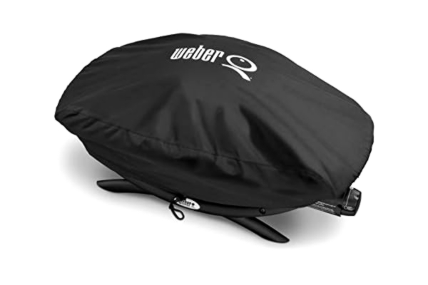 Weber  Premium Grillöverdrag för Q100 / 1000 Serie, andningsbar UV- & vattentålig, skydd mot vind & väder, med kardborrfäste för fästning, grillöverdrag, BBQ-överdrag - Svart (7117)