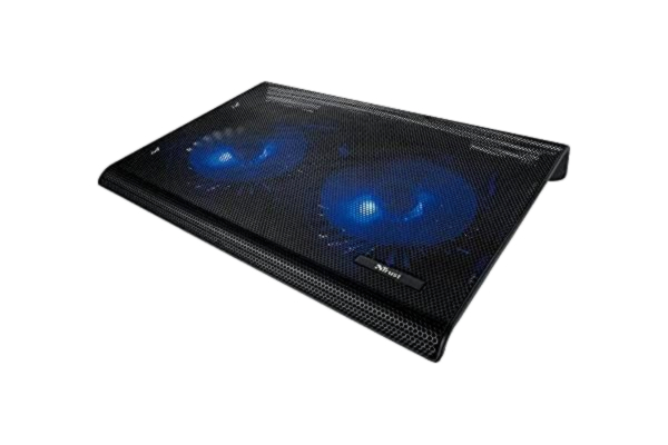Trust  Azul Laptop Cooling Pad, for Laptops up to 17.3 Inch, with 2 Illuminated Fans, Fits Up to 17.3 Inch, Tilted Design, Cooler for Laptop with Cable Storage - Black