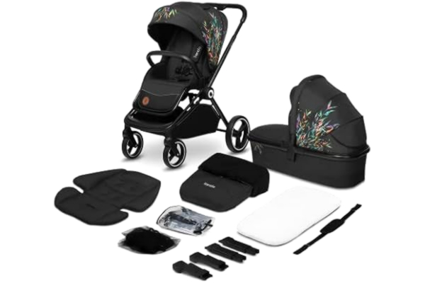 Lionelo LIONELO Mika buggy2in1 wieg, wandelwagen, regenhoes, Schouder riem, matras, regenhoes, voetenzak, waterdicht materiaal, rubber wielen (DREAMIN)