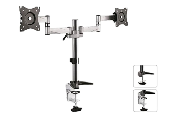 Maclean  MC-714 2-vägs bordsfäste monitorarm 360° dubbel bildskärmhållare 13–27 tum skärm LCD LED VESA 75 x 75 100 x 100