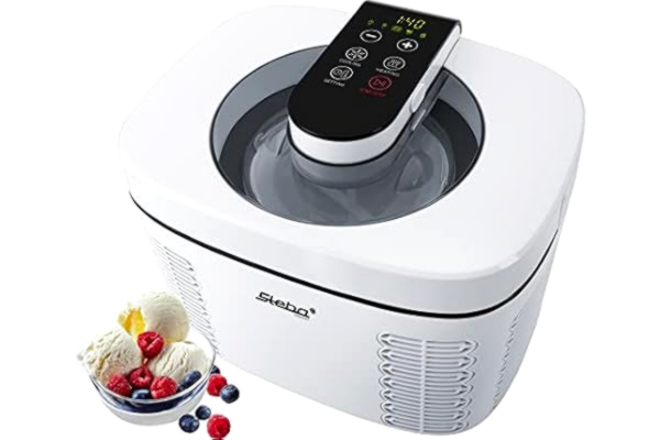 Steba  IC 110 glassmaskin, helautomatisk och självkylande Peltier-element, omedelbart klar för användning utan förkylning, 180 min timer, 1,2 l isbehållare och 1,1 l yoghurtbehållare, automatisk