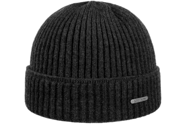 Stetson  Parkman Mössa Damer/Herrar - Made in Italy mössor med uppvikbar kant ribbad skidmössa uppvik Vinter höst-vinter - One Size antracit