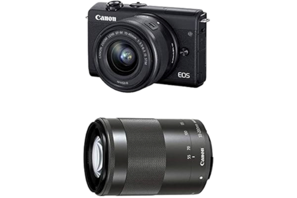 Canon  EOS M200 Appareil Photo Hybride + Objectifs EF-M 15-45mm + EF-M 55-200mm- Noir