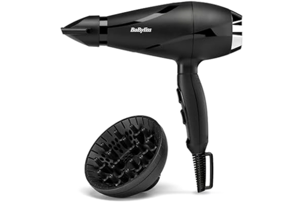 BaByliss  Shine Pro 2200-Hårfön – 2200 W, Jonisk Teknologi, Anti-Frizz-Effekt, Inkluderar Diffuser och Koncentratormunstycke, Tillverkad i Italien, Svart, 6713DE