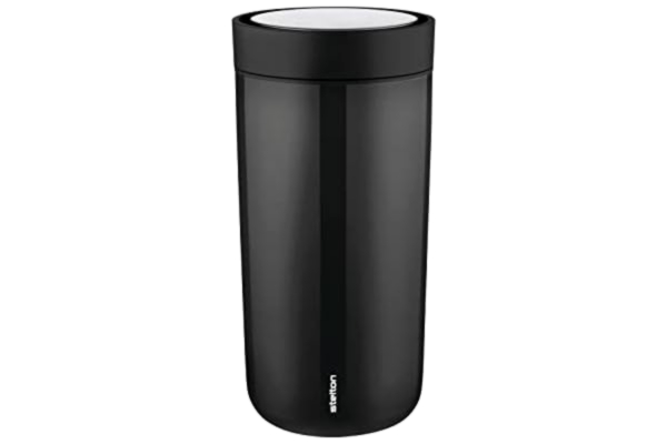Stelton  To-Go Click - Termokopp, dubbelväggig vakuumflaska - Rostfri, läckagesäker kaffekopp/temugg med smart klick-lock - Varma och kalla drycker - 0,4 liter, svart