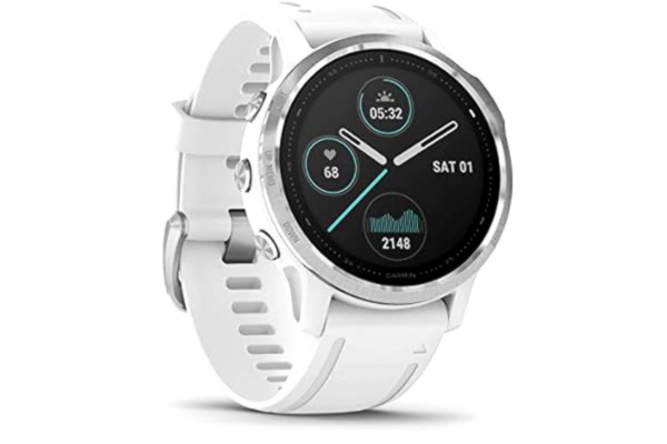 Garmin  fenix 6S, Ultimate Multisport GPS Watch, Smaller-Sized, Heat and Altitude Adjusted V02 Max, Pulse Ox Sensors and Training Load Focus, Silver with White Band