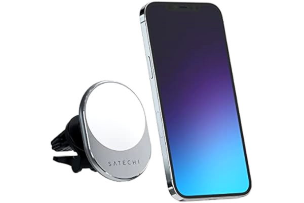 Satechi  Magnetisk Trådlös Billaddare (Qi) 7,5 W – Fläktgallerfäste – Kompatibel med iPhone 14 Pro Max/14 Pro/14/14 Plus, 13 Pro Max/13 Pro/13 Mini/13, 12 Pro Max/12 Pro/12/12 Mini