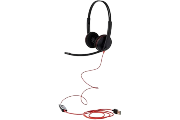 POLY Plantronics - Blackwire C3210, USB-A trådbundet headset - Tvåörat headset (stereo) med mikrofonarm - Anslut till PC/Mac via anslutning - Kompatibel med team, zoom och mer, skum