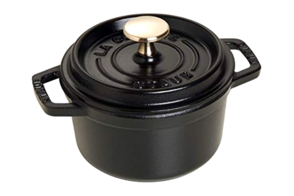 Staub STAUB Cast Iron Roaster/Cocotte, Round, 14 cm, 0.8 L, Black
