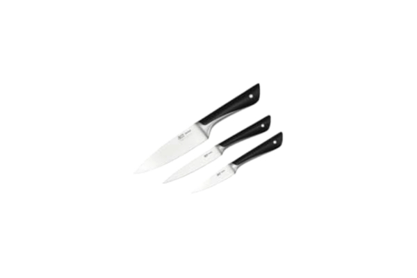 Tefal Jamie Oliver by Tefal K267S3 3-delat knivset, kockkniv, universalkniv, skalkniv, hög skärprestanda, distinkt design, resistenta blad, rostfritt stål, svart