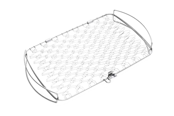 Weber  Fisk & Grönsakshållare/Korg - Stor (46 x 28 cm), av rostfritt stål, Idealisk för grillning av känsliga grillrätter, enkel att vända på grillen, diskmaskinssäker - Silver (6471)