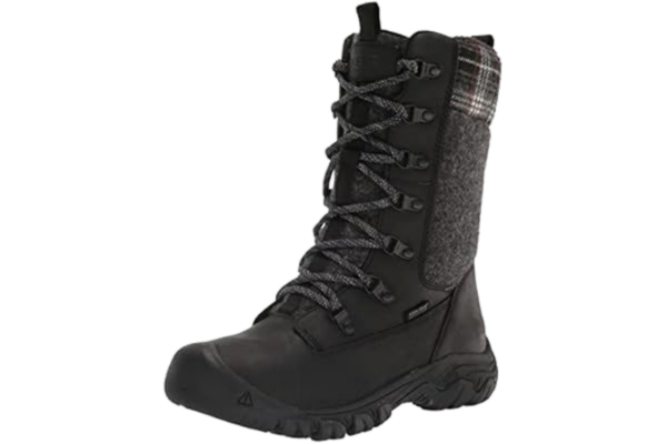 Keen KEEN Dames Greta Hoge Boot Waterdichte Sneeuw, Zwart/Zwart Plaid, 5.5 UK
