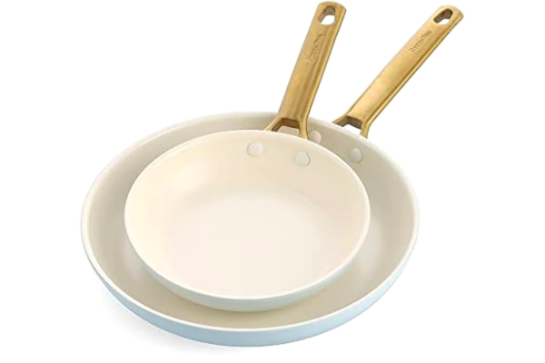GreenPan  Reserve keramisk non-stick stekpanna set, 20cm & 26cm, PFAS-fri, ljusblå
