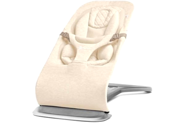 Ergobaby  3-in-1 Evolve Bouncer, Ergonomisk babysitter för nyfödda från födsel till småbarn, babygungstol med insats för nyfödda (2,5 kg - 13,2 kg), Grädde (Cream)
