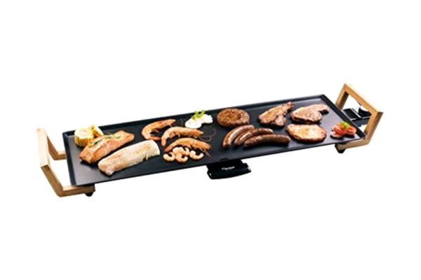Bestron  elektrische XL grillplaat, plancha met antiaanbaklaag, 1800W, teppanyaki grill in aziatisch design, zwart