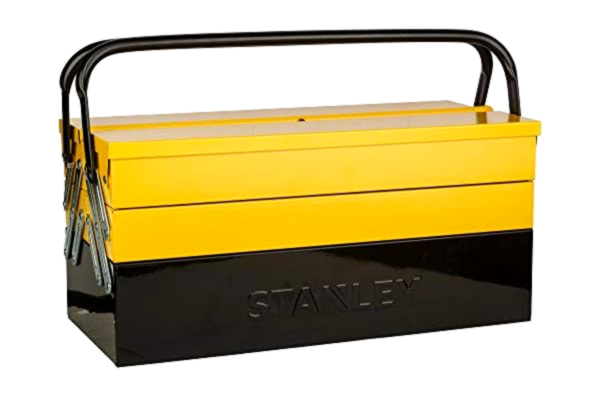 Stanley  CantiLever 1-94-738 skrzynka narzędziowa, 21 x 21 x 45 cm, z zabezpieczeniem zaciskowym do narzędzi i akcesoriów, pudełko z dostępnymi przegródkami, stabilna walizka z otworem do wiercenia)