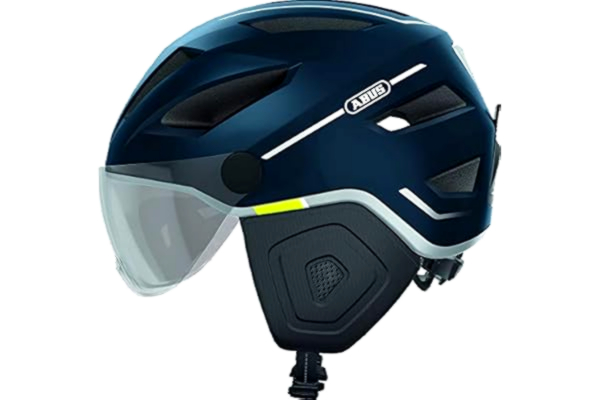 Abus ABUS Pedelec 2.0 ACE Casque Vélo Urbain - Casque E-Bike de Haute Qualité avec Lumière Arrière et Visière pour Circulation en Ville - Unisexe - Bleu, Taille S
