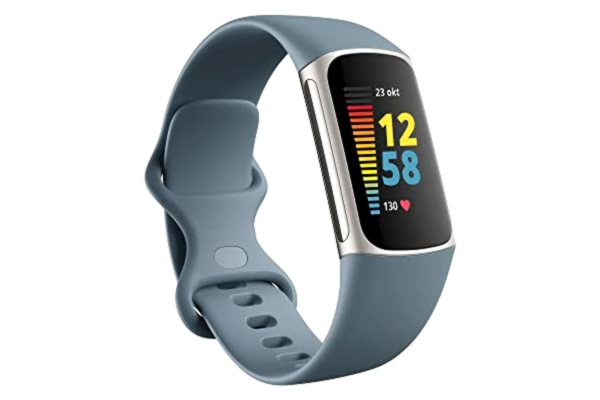 Fitbit  Charge 5 - Platin rustfrit stål - aktivitetssporer med uendelighedsbånd - silikone - blåt stål - håndledsstørrelse: 130-210 mm - display 1.04 - Bluetooth, NFC