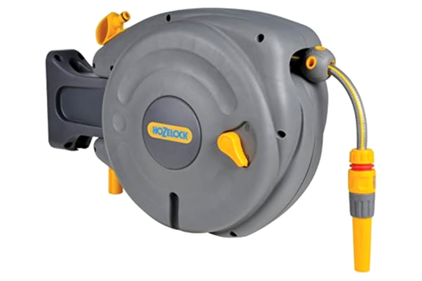 Hozelock HOZELOCK – väggmonterad rulle 10 m: Lätt att installera, barnlås, automatisk återspolning, färdig rulle med munstycke, beslag, Hozelock-slang och tillbehör ingår – 5 års garanti* [2485R000]