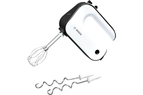 Bosch  Elvisp ErgoMixx 450 Watt - Lätt elvisp - 5 valbara hastigheter - degkrokar och vispar i rostfritt stål - Puls och turbo-läge - Ergonomisk design med gummerat handtag - MFQ36400