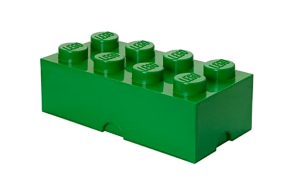 LEGO  Förvaringskloss 8 pluppar, stapelbar förvaringslåda, 12 l, Mörkgrön