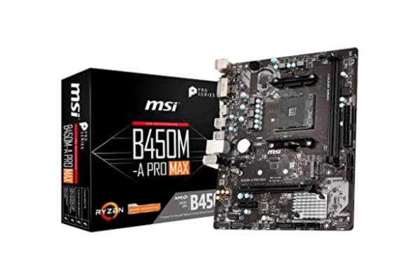 MSI  B450M-A PRO MAX Motherboard mATX, AM4, DDR4, LAN, USB 3.2 Gen1, M.2, DVI-D, HDMI, AMD RYZEN 1st, 2nd and 3rd Gen Ready