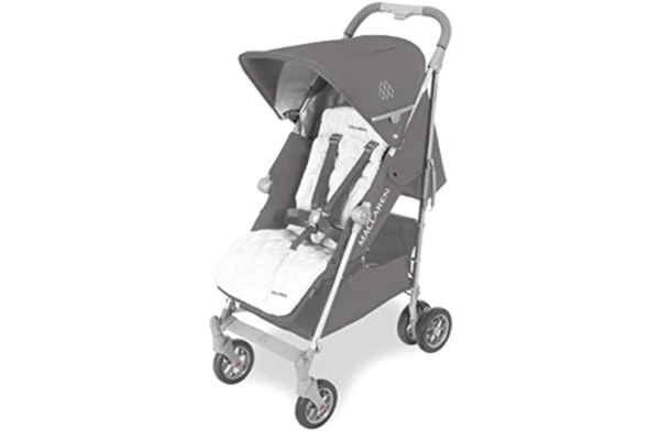 Maclaren  Techno XLR Arc stroller for newborns up to 25 kg. UPF 50+ extendable waterproof hood, single handle and reclining seat. Includes a removable winter footmuff and raincover. Charcoal/Silver