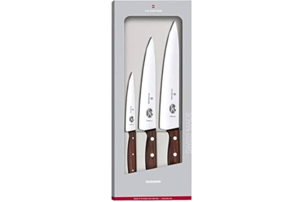 Victorinox  Wood trancherset, 3 delar, trähandtag (innehåll kontorskniv och 2 trancheringsknivar) rostfri, i presentförpackning