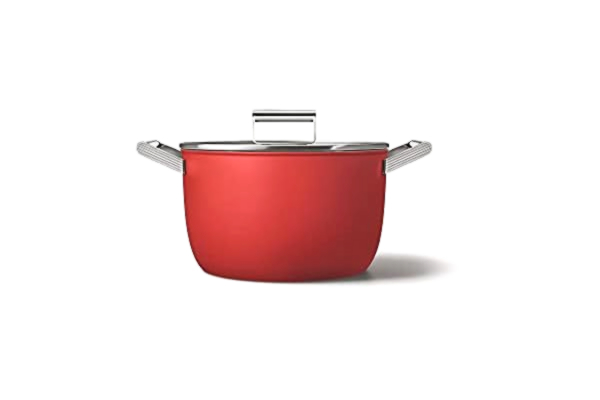 SMEG Smeg CKFC2611RDM Gryta 26 cm och lock röd, non-stick, aluminium, patenterad bas