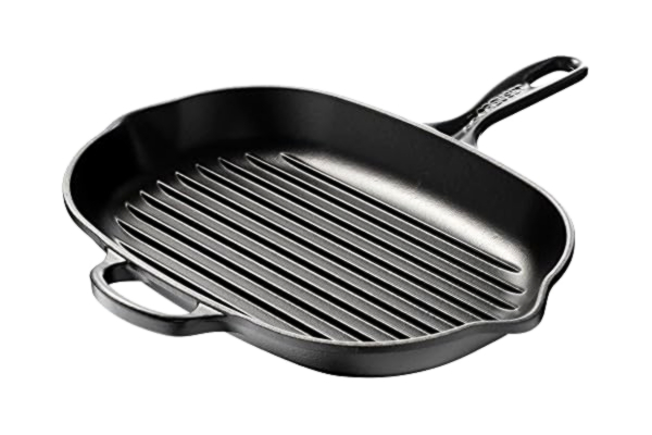 Le Creuset  Signature geëmailleerde gietijzeren ovale skillet grillpan met hulpgreep en twee schenktuiten, voor alle soorten kookplaten en ovens, 32 cm, matzwart