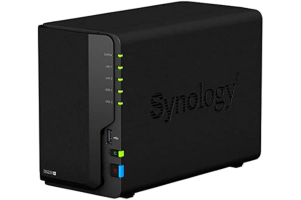 Synology  DS220+ 24TB 2 Bay Desktop NAS Solution, zainstalowany z 2 x 12TB Toshiba N300 Drives, DS220+/24TB-N300