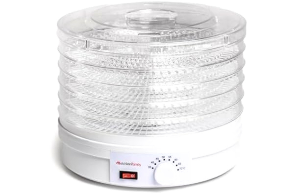 Melchioni  Family | BABELE elektrisk torktumlare, mångsidig mattorktumlare, 5 stapelbara och avtagbara hyllor, effekt 250 W, justerbar temperatur 40–70 °C