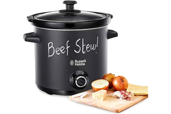 Russell Hobbs  slow cooker, 3.5 liters, 3 värmelägen låg, hög och varmhållning, mattsvart yta med griffeltavla, 2 kritor medföljer, 200W, Chalkboard 24180-56