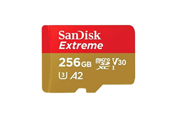 SanDisk  256GB Extreme microSDXC kort +SD-adapter, för din Android-smarttelefon, actionkameror eller drönare, upp till 190 MB/s, RescuePro Deluxe, SanDisk QuickFlow teknik, A2, UHS-I, Class 10, U3, V30