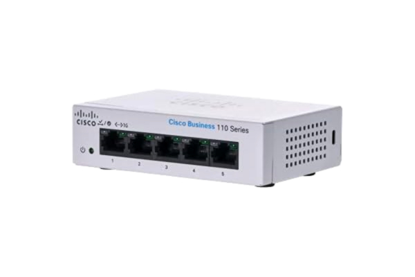 Cisco  Business CBS110-5T-D ohanterad omkopplare | 5 portar GE | skrivbord | Ext PS | begränsat livstidsskydd (CBS110-5T-D)
